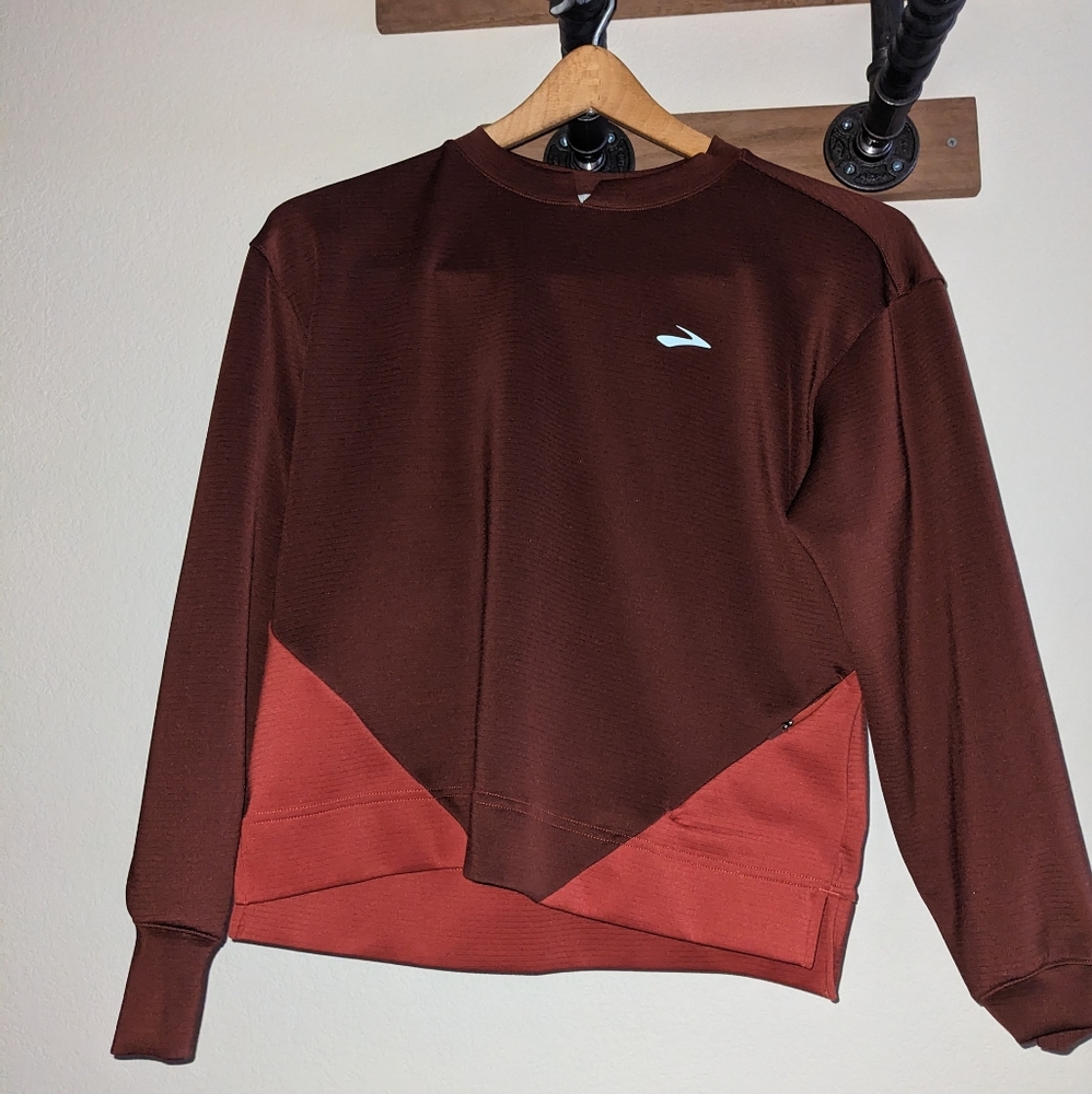 Brooks running Red & orange dry wick material Long Sleeve Tee